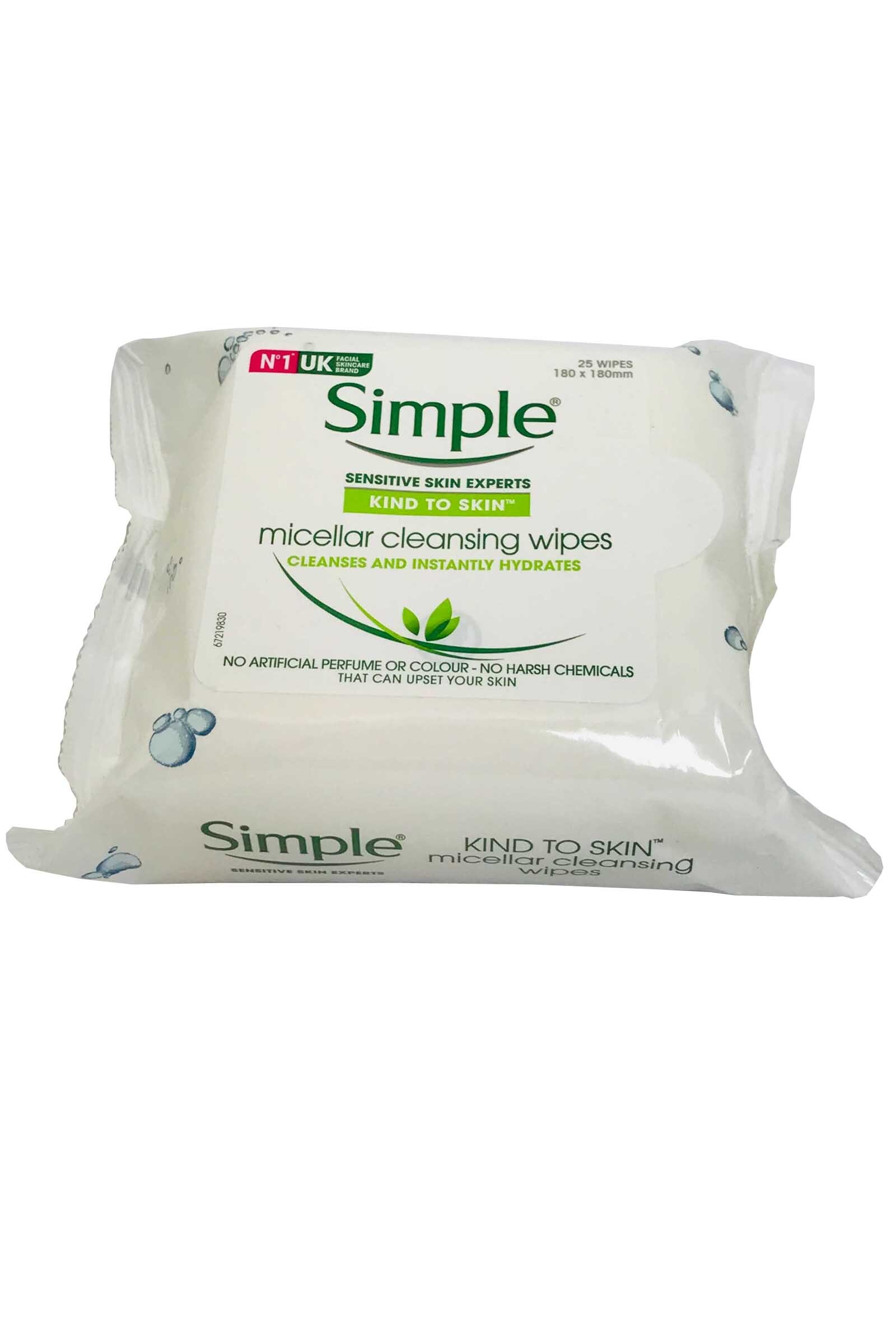 Simple Micellar Cleansing Wipes Cleanse Hydrate 25 wipes for Sensitve
